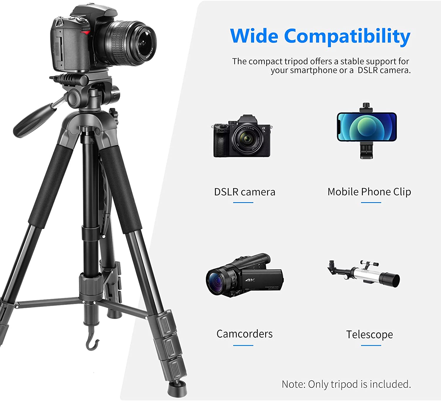 Promage PMT-510 Portable 70 inch/177 centimeters Aluminium Alloy Camera Tripod + Monopod with 3-Way Swivel Pan Head and Bag