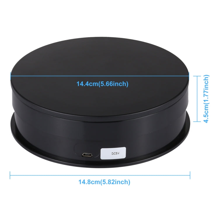 PULUZ 15CM USB ELECTRIC ROTATING TURNTABLE DISPLAY STAND VIDEO SHOOTING PROPS TURNTABLE FOR PHOTOGRAPHY, LOAD 1-5KG BLACK PU3048B