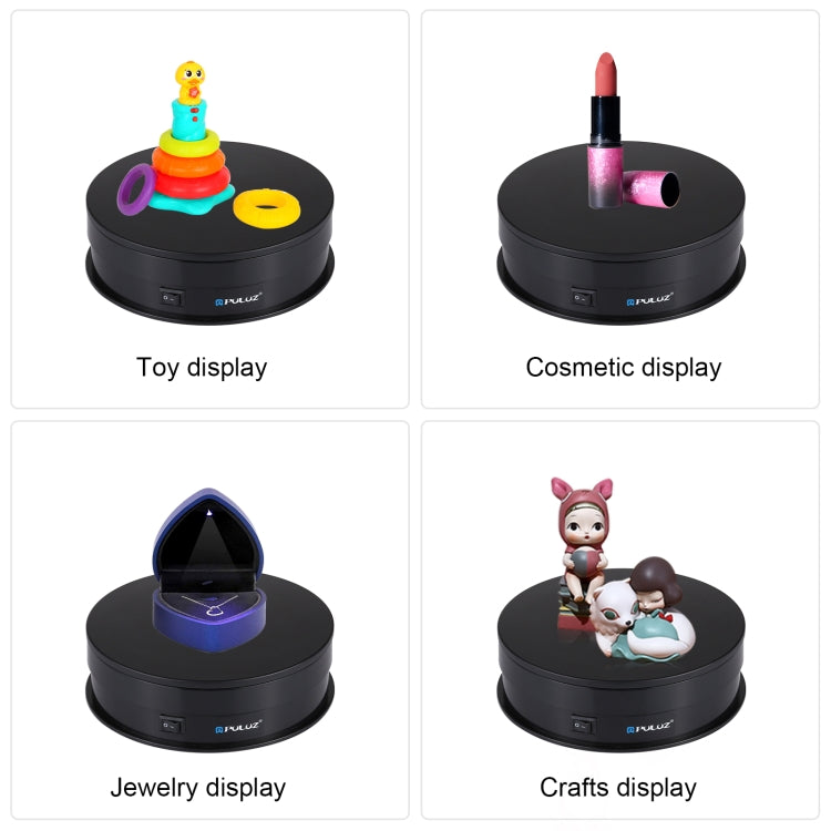 PULUZ 15CM USB ELECTRIC ROTATING TURNTABLE DISPLAY STAND VIDEO SHOOTING PROPS TURNTABLE FOR PHOTOGRAPHY, LOAD 1-5KG BLACK PU3048B