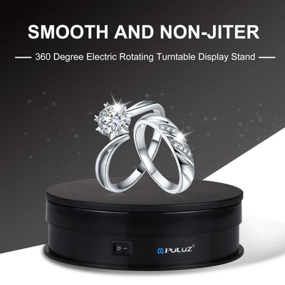 PULUZ 15CM USB ELECTRIC ROTATING TURNTABLE DISPLAY STAND VIDEO SHOOTING PROPS TURNTABLE FOR PHOTOGRAPHY, LOAD 1-5KG BLACK PU3048B