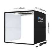 PULUZ 25 CM FOLDING HIGH 97 CRI RING LIGHT PHOTO LIGHTING STUDIO SHOOTING TENT BOX KIT WITH 6 COLORS BACKDROPS BLACK PU5025B
