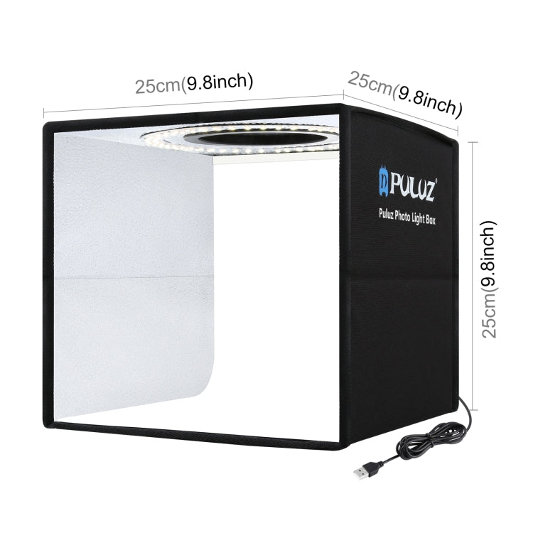 PULUZ 25 CM FOLDING HIGH 97 CRI RING LIGHT PHOTO LIGHTING STUDIO SHOOTING TENT BOX KIT WITH 6 COLORS BACKDROPS BLACK PU5025B