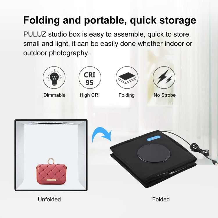 PULUZ 25 CM FOLDING HIGH 97 CRI RING LIGHT PHOTO LIGHTING STUDIO SHOOTING TENT BOX KIT WITH 6 COLORS BACKDROPS BLACK PU5025B