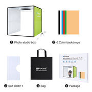 PULUZ 30CM FOLDING HIGH 97 CRI RING LIGHT PHOTO LIGHTING STUDIO SHOOTING TENT BOX KIT WITH 6 COLORS BACKDROPS PU5032G