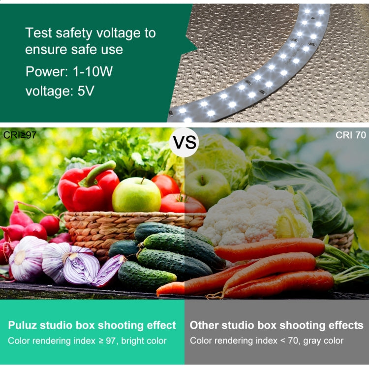 PULUZ 30CM FOLDING HIGH 97 CRI RING LIGHT PHOTO LIGHTING STUDIO SHOOTING TENT BOX KIT WITH 6 COLORS BACKDROPS PU5032G
