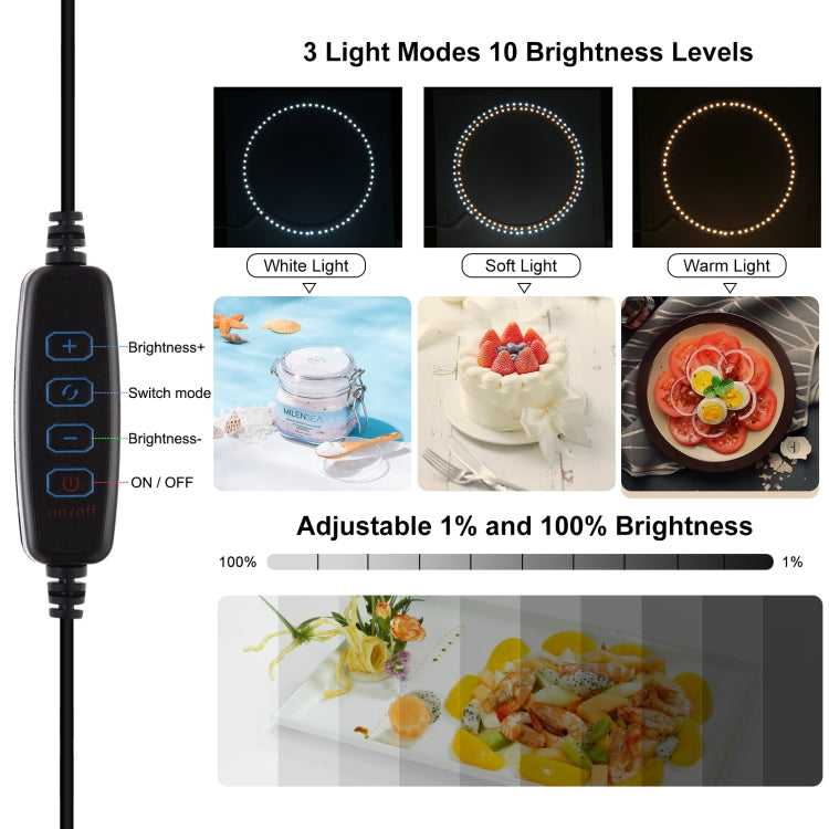 PULUZ 40CM FOLDING PORTABLE RING LIGHT USB PHOTO LIGHTING STUDIO SHOOTING TENT BOX WITH 6 X DUAL-SIDE COLOR BACKDROPS BLACK PU5041B