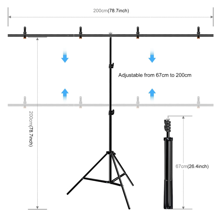 PULUZ 2X2M T-SHAPE PHOTO STUDIO BACKGROUND SUPPORT STAND BACKDROP CROSSBAR BRACKET KIT WITH CLIPS (GREEN) PU5205G