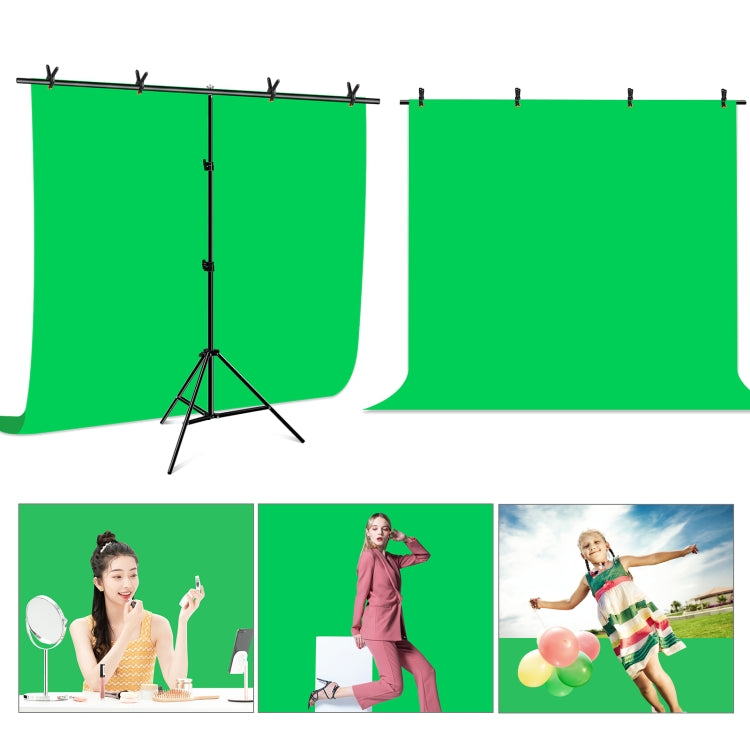 PULUZ 2X2M T-SHAPE PHOTO STUDIO BACKGROUND SUPPORT STAND BACKDROP CROSSBAR BRACKET KIT WITH CLIPS (GREEN) PU5205G