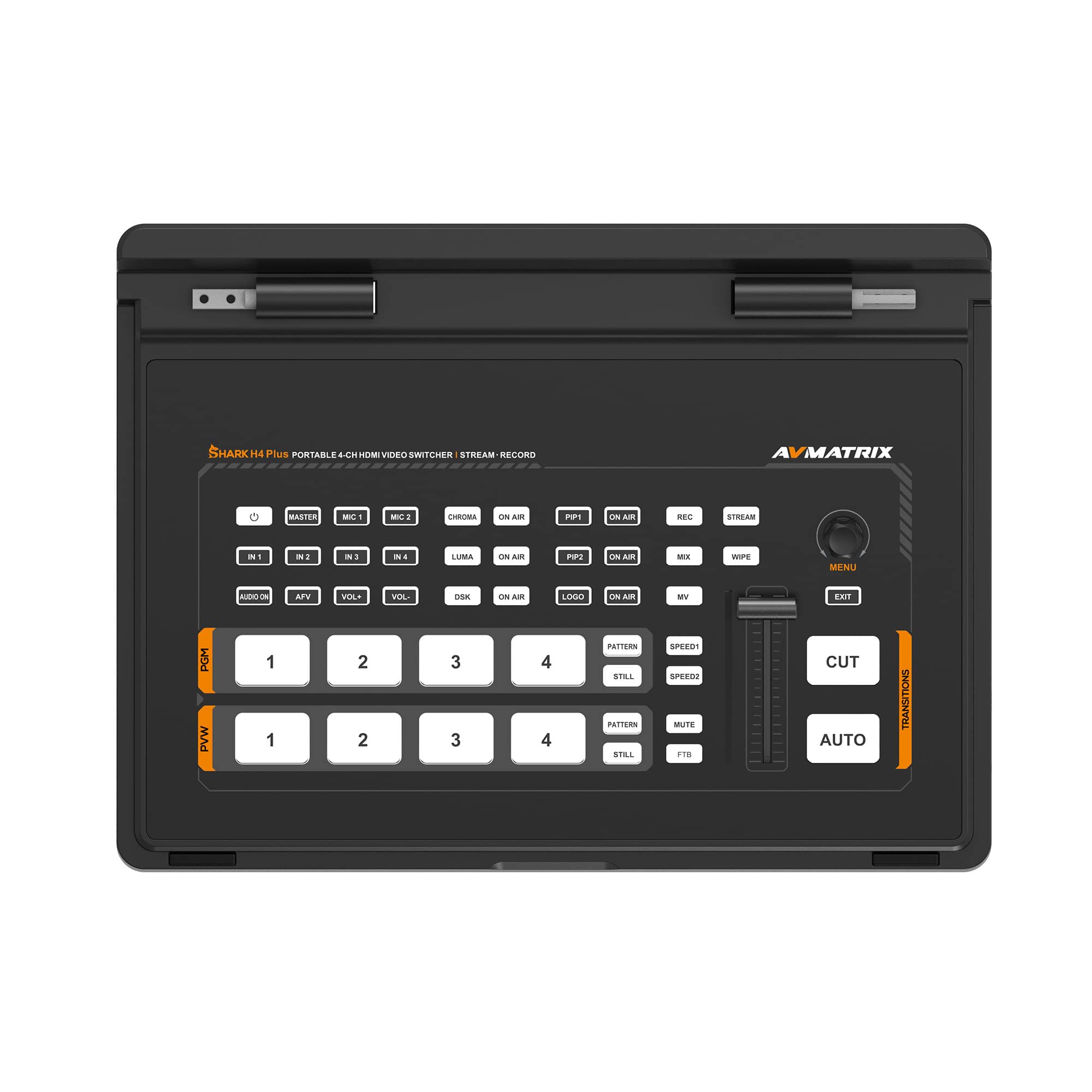 AVMATRIX PVS0402E Shark H4 PLUS 4-Channel HDMI Video Switcher with 10.1" IPS Display