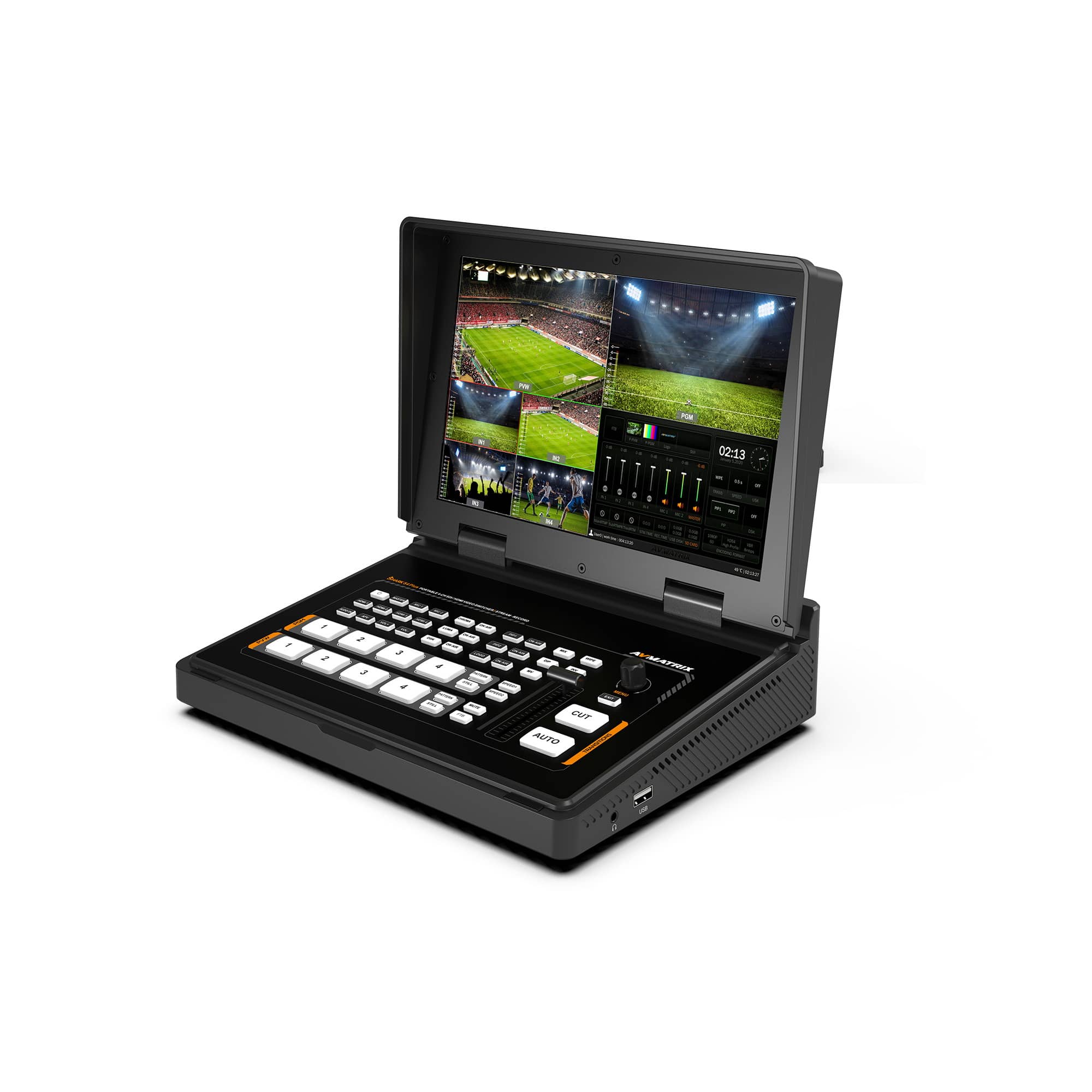 AVMATRIX PVS0403E Shark S4 PLUS 4-Channel SDI/HDMI Video Switcher with 10.1" IPS Display