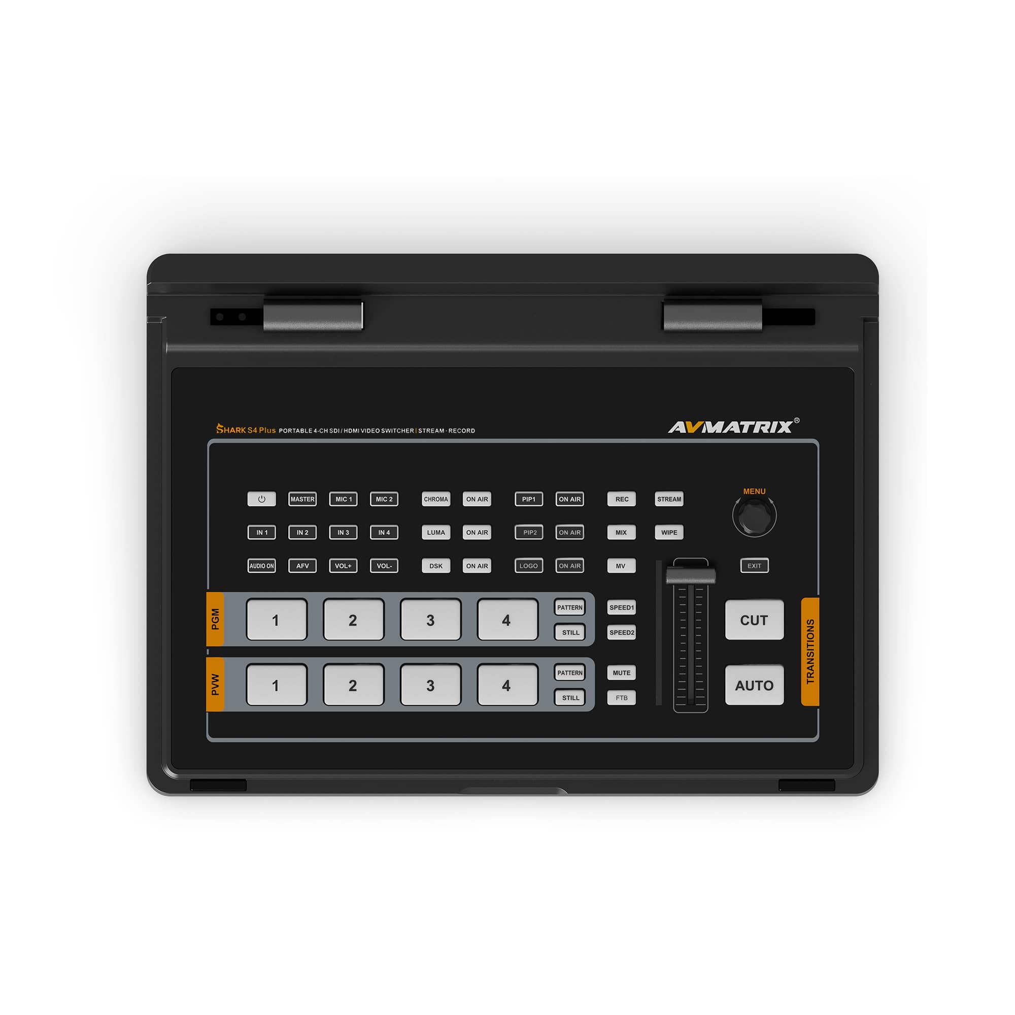 AVMATRIX PVS0403E Shark S4 PLUS 4-Channel SDI/HDMI Video Switcher with 10.1" IPS Display