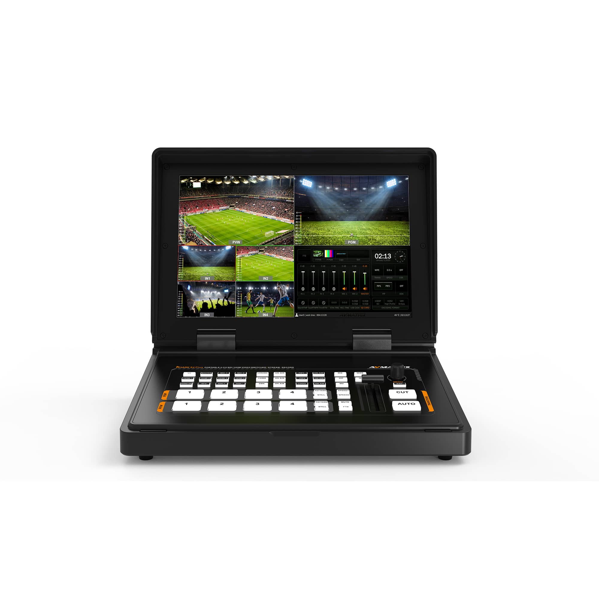 AVMATRIX PVS0403E Shark S4 PLUS 4-Channel SDI/HDMI Video Switcher with 10.1" IPS Display
