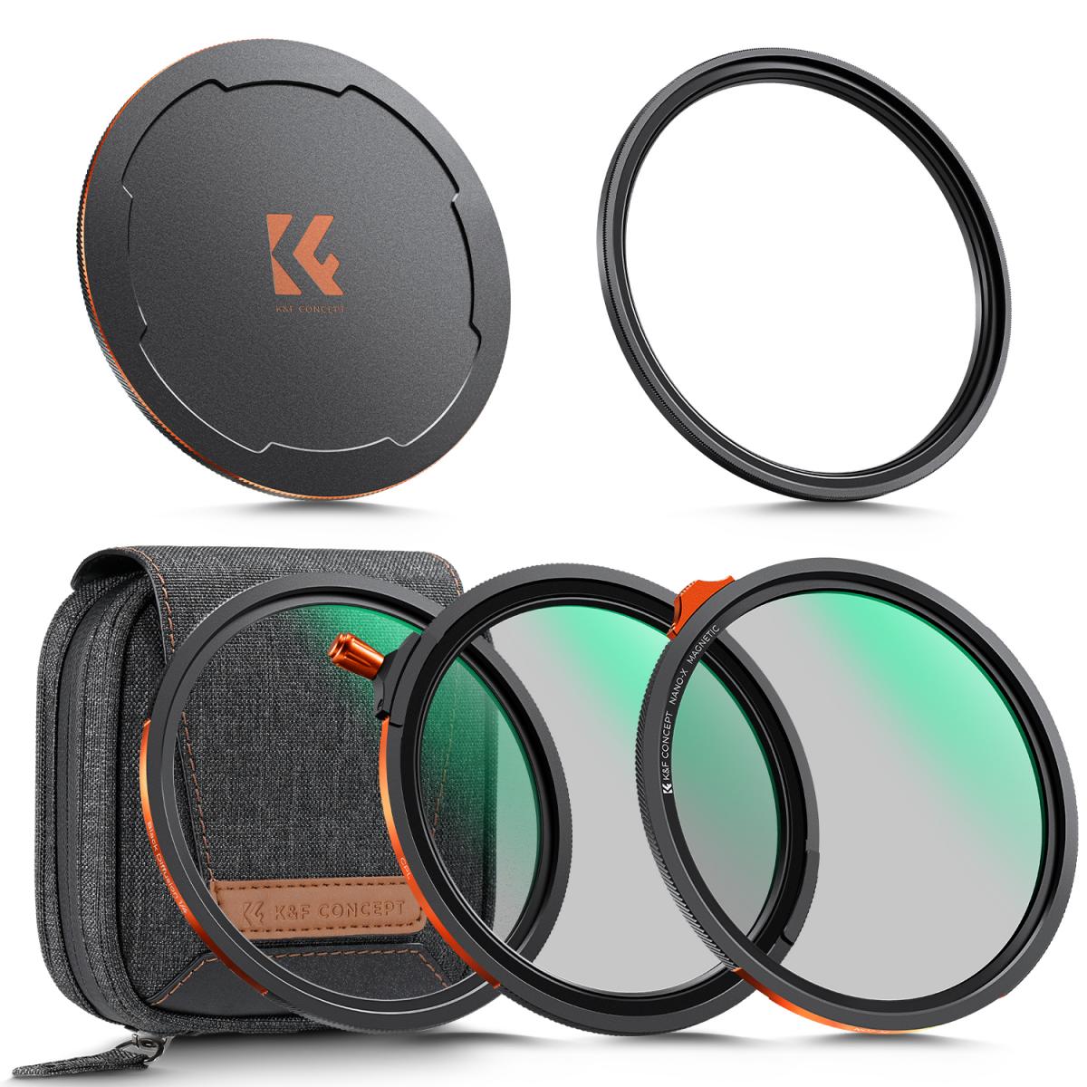 K&F Concept 77mm Nano-X Magnetic Filter Kit (CPL + ND2-32 + Black Mist 1/4)