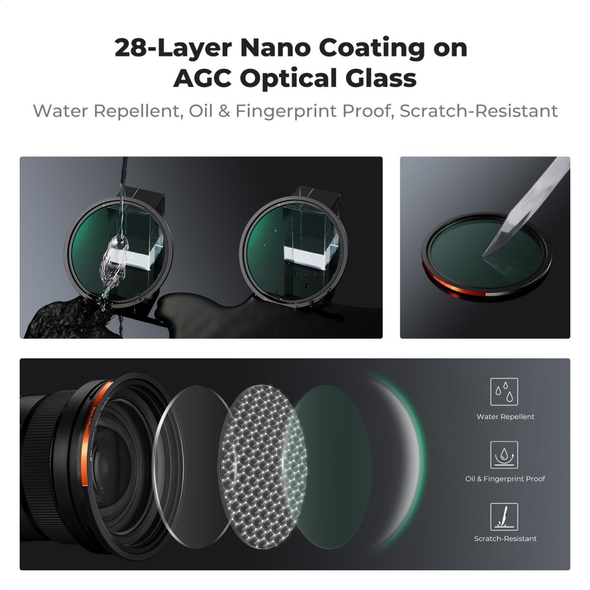 K&F Concept 77mm Nano-X Magnetic Filter Kit (CPL + ND2-32 + Black Mist 1/4) – view 4