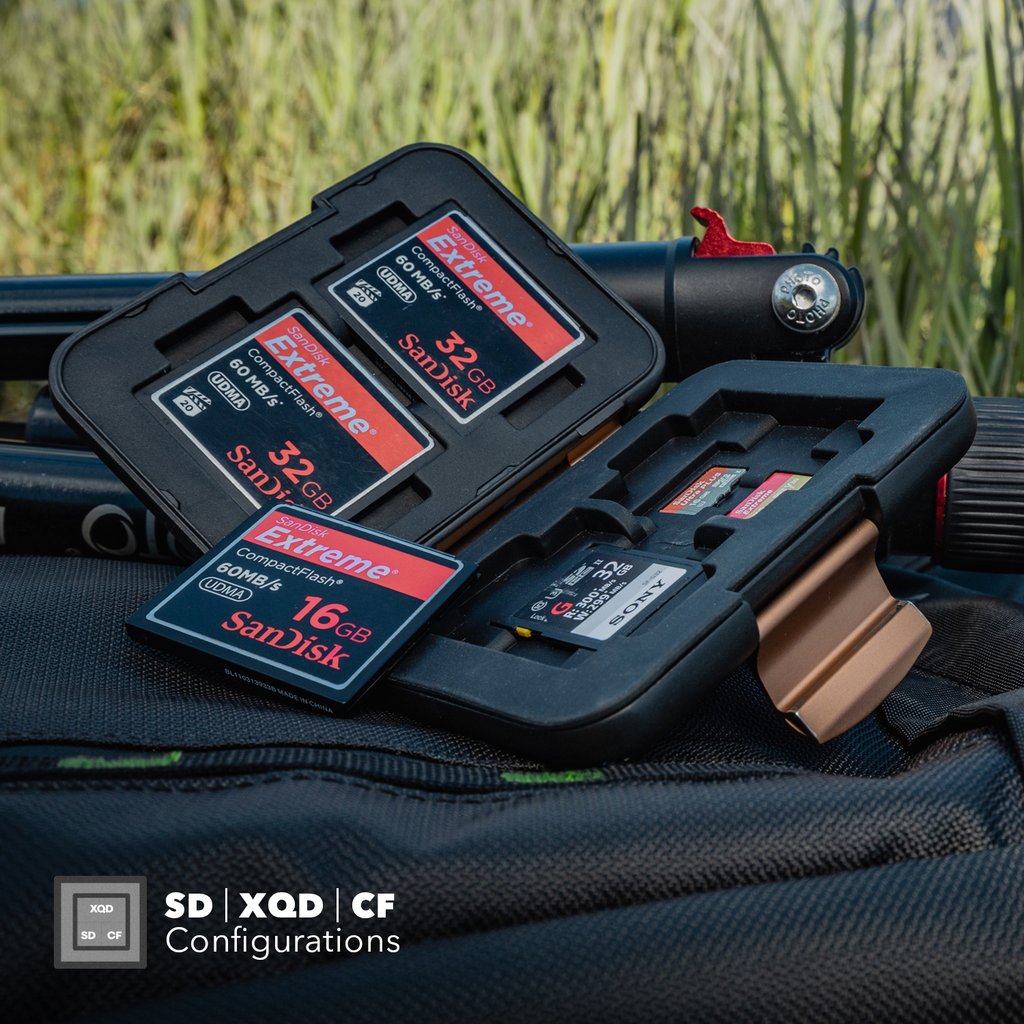 PolarPro XQD Edition Slate Memory Card Case, Stores 4 XQD Cards, 4 SD Cards and 4 MicroSD Cards (Black)