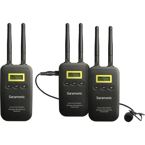 Saramonic VmicLink5 RX+TX+TX Camera-Mount Digital Wireless Microphone System with Two Transmitters and Lavalier Mics