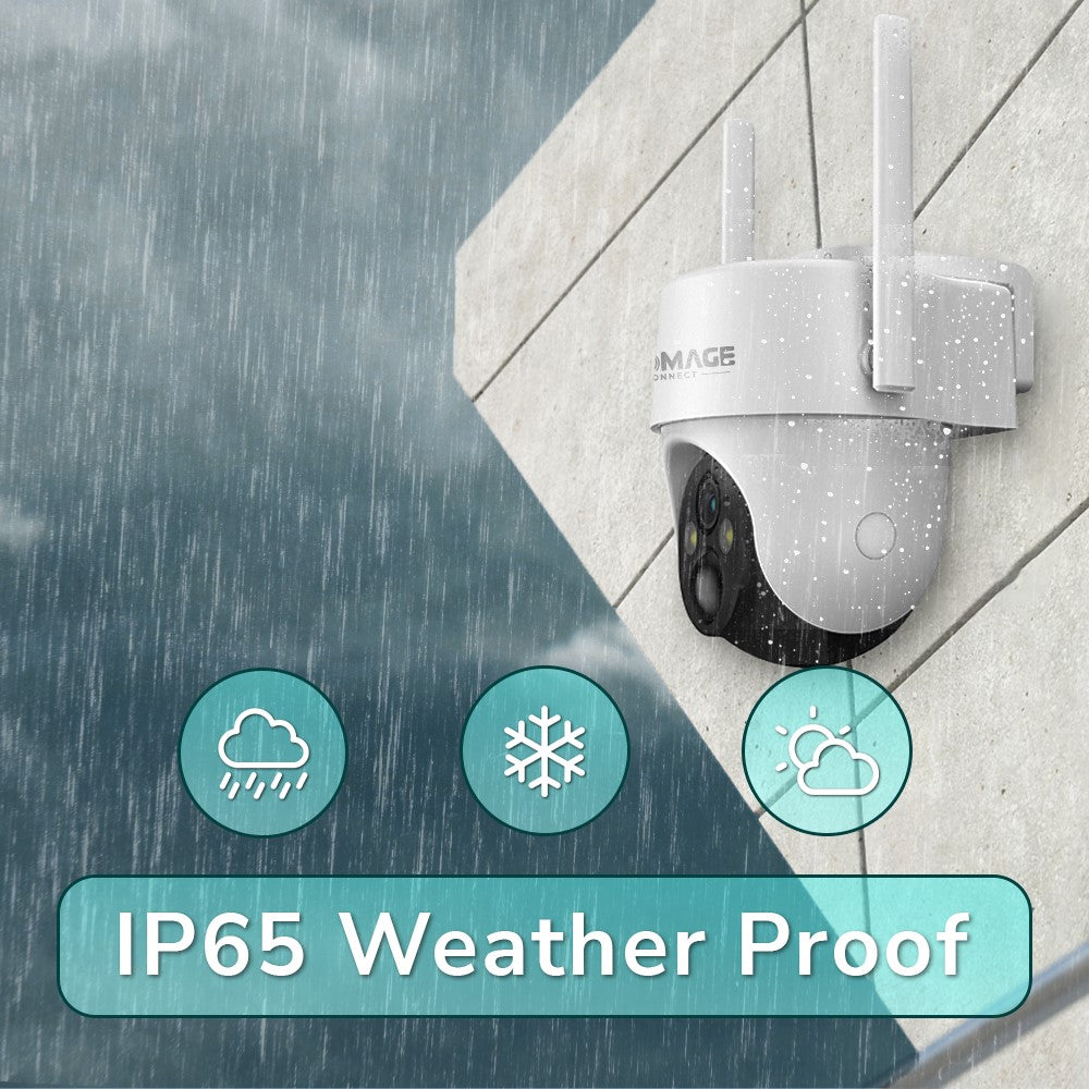 Promage Connect Snap 26T Wi-Fi Solar Powered PTZ Camera – 3MP 2K Resolution, Outdoor IP65, Color Night Vision, Motion Detection