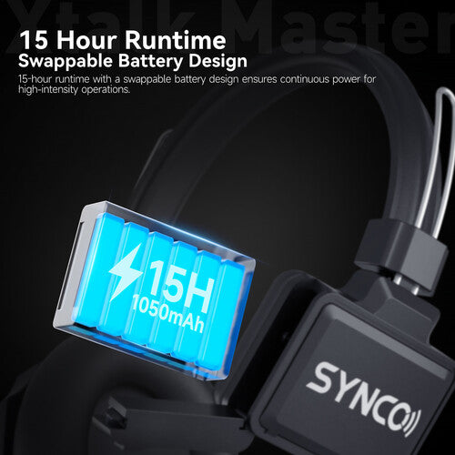 Synco Xtalk Master Full-Duplex MasterFree Intercom System with 4 Single-Ear Headsets