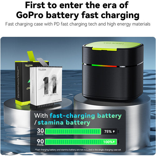 TELESIN FCC-001 Fast Charging Box fo GoPro HERO 12/11/10/9 Batteries