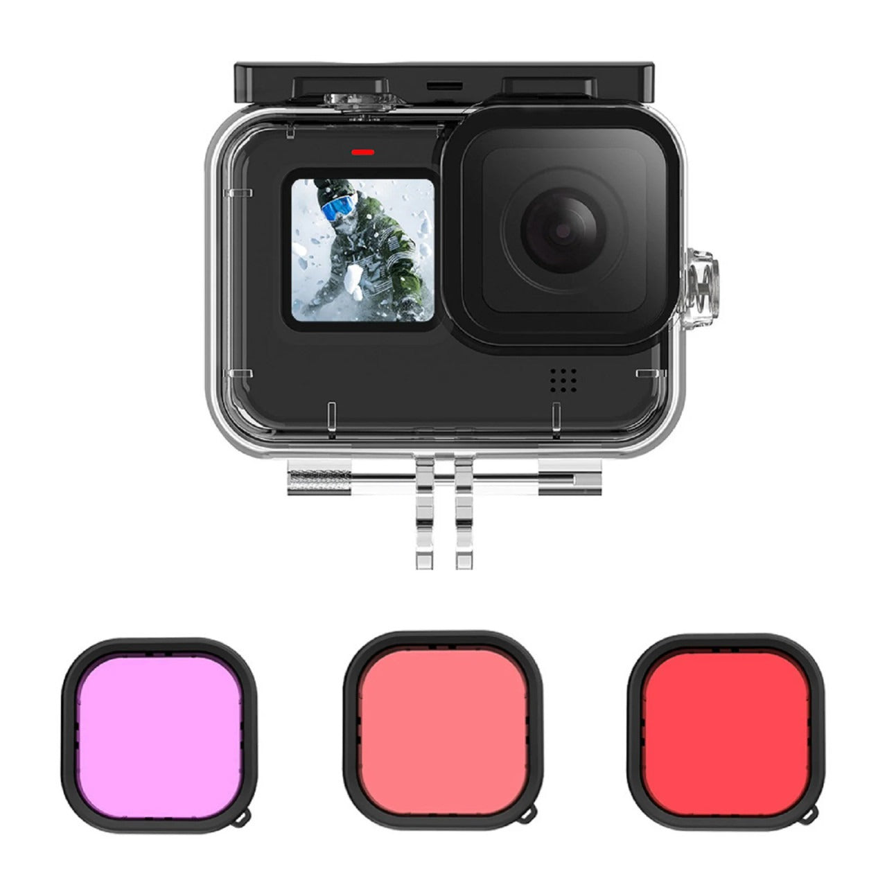 TELESIN 45M DIVING WATERPROOF CASE WITH 3 COLOR LENS FILTER FOR GOPRO HERO 11/10/9 GP-WTP-904