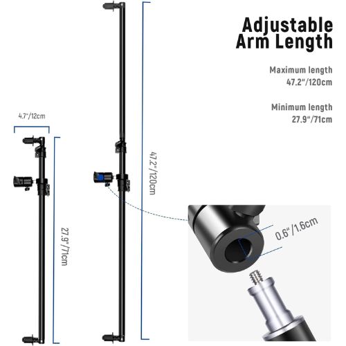Neewer Extendable Reflector Holder Arm, Photo Studio Telescopic 27.9” To 47.2” Boom