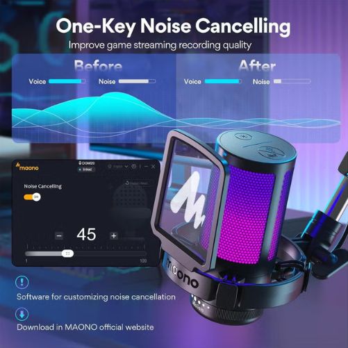 MAONO DGM20S GamerWave USB Condenser Gaming Microphone with RGB Lighting