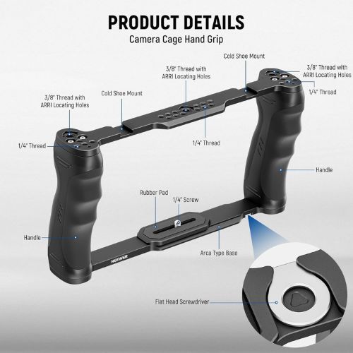 Neewer (CA16T) Universal Camera Cage and Top Handle With Arca Type Base, Dual Handgrip