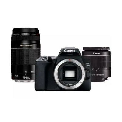 Canon EOS 250D with 18-55mm and 75-300mm lens