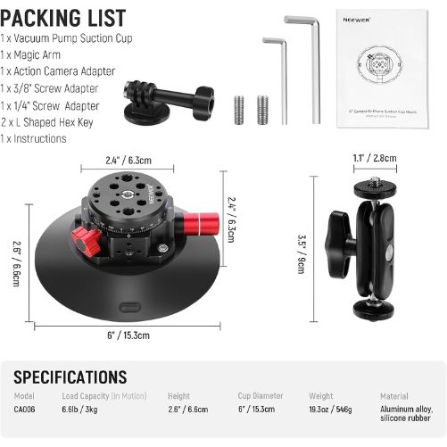 Neewer 6" Camera Or Phone Suction Cup Mount