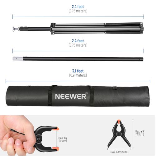 Neewer 2x3m Backdrop Support System With 2 Sand Bags And 8 Clamps