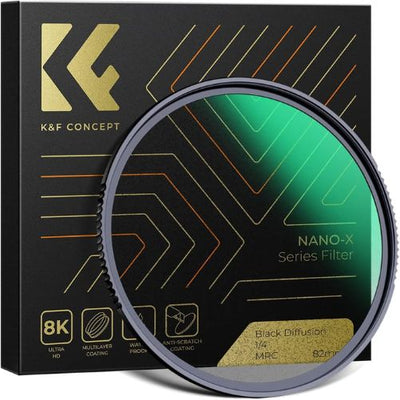 K&amp;f 82mm Black Diffusion Pro-Mist 1/4 + 1/8 Filter Kit