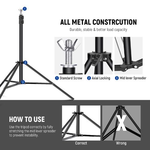 Neewer 2x3m Backdrop Support System With 2 Sand Bags And 8 Clamps