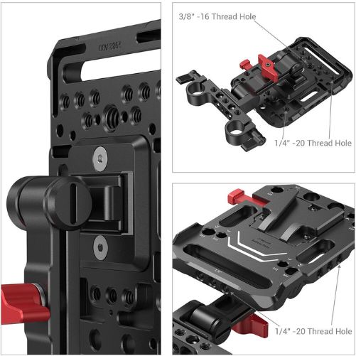 SmallRig V-Lock Battery Plate with 15mm Rod Clamp and Adjustable Arm (2991)