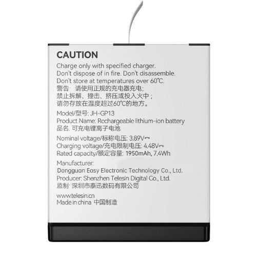 Telesin S0-BTR-04-TGP Stamina Battery For Gopro Hero 13 Black (1900mAh, 7.4Wh)