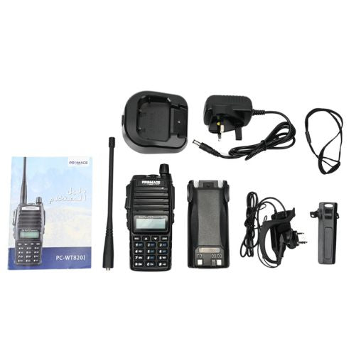 Promage Connect 5W Radio Handheld Dual Band Portable Walkie Talkies With Earpiece - Single Pack (PC-WT820)