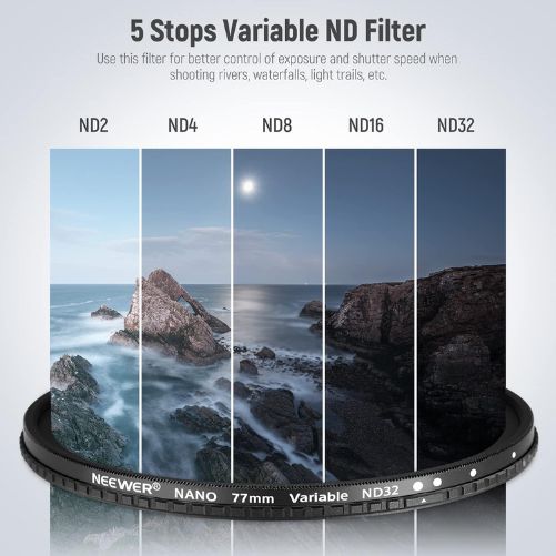 NEEWER 77mm Variable ND/CPL Filter ND2–ND32