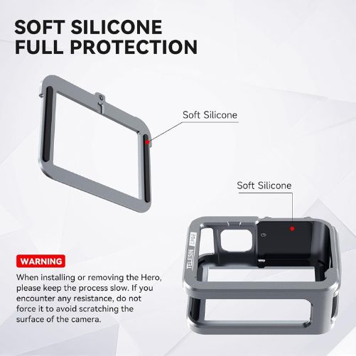 TELESIN Upgraded Aluminum Metal Cage for GoPro HERO 13/12/11/10/9
