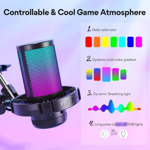 MAONO DGM20S GamerWave USB Condenser Gaming Microphone with RGB Lighting