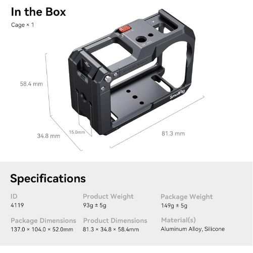 SmallRig Action 5 Pro Action 4 Action 3 Camera Cage for DJII 4119C