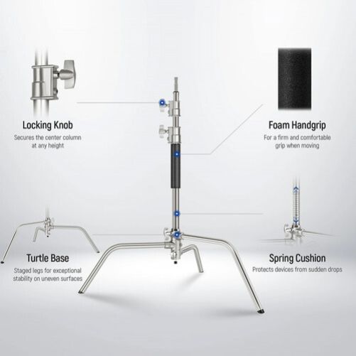 Neewer SC172 Pro Stainless Steel Heavy Duty C Stand With Boom Arm