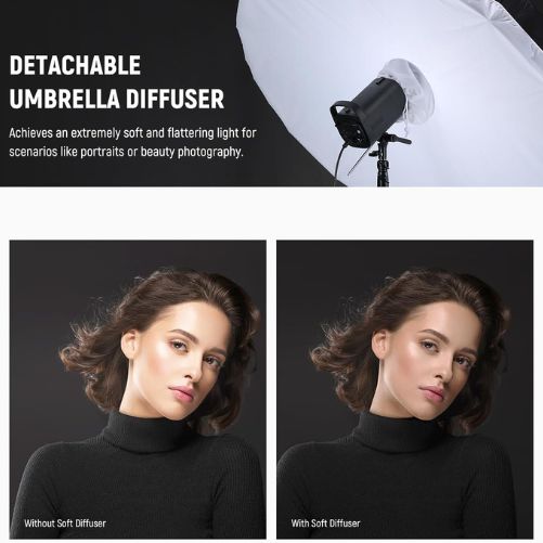 NEEWER 65"/165cm Parabolic Silver Reflective Umbrella With Diffuser