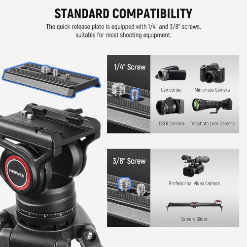 NEEWER TP75 74" Pro Video Tripod with Fluid Head