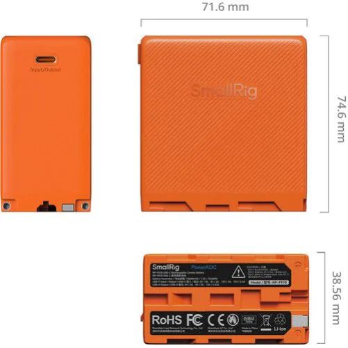 SmallRig L-Series/NP-F970 USB-C Rechargeable Camera Battery (Orange)