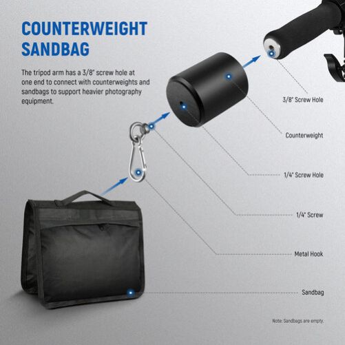 Neewer Tripod Boom Arm with Sandbag (35-61')