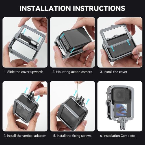 TELESIN Upgraded Aluminum Metal Cage for GoPro HERO 13/12/11/10/9