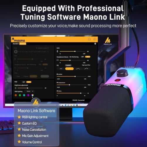 Maono PD100X RGB XLR/USB Dynamic Microphone