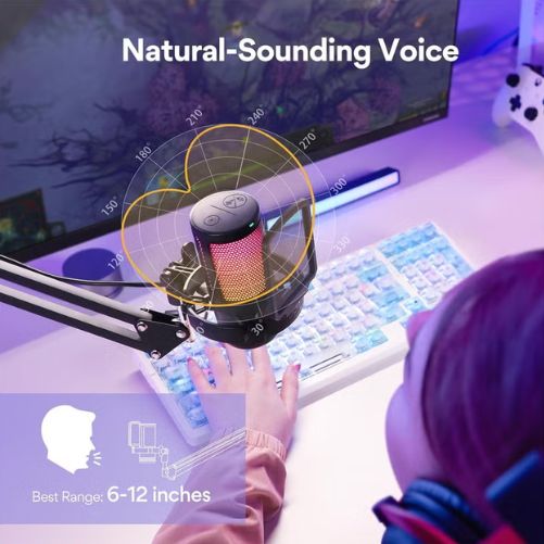 MAONO DGM20S GamerWave USB Condenser Gaming Microphone with RGB Lighting