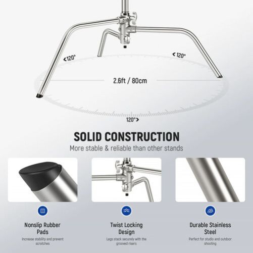 Neewer SC172 Pro Stainless Steel Heavy Duty C Stand With Boom Arm
