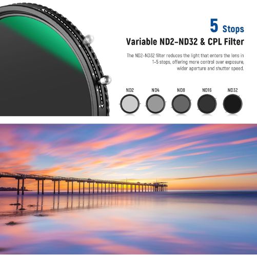 NEEWER 2in1 82mm Variable ND/CPL Filter ND2–ND32