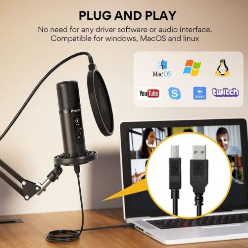 MAONO AU-PM422 Podcast USB Microphone Plug & Play